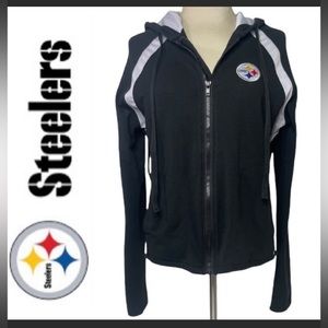 Pittsburgh Steelers Jacket NFL Football Vintage Y2K Reebok Zip Black Size Small